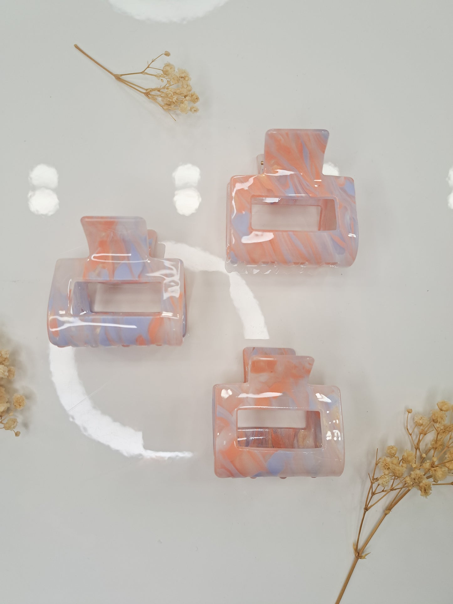 Haarclip "Sunset Marble" – Stylischer Pastell-Haarclip in Orange-Lila Marmoroptik
