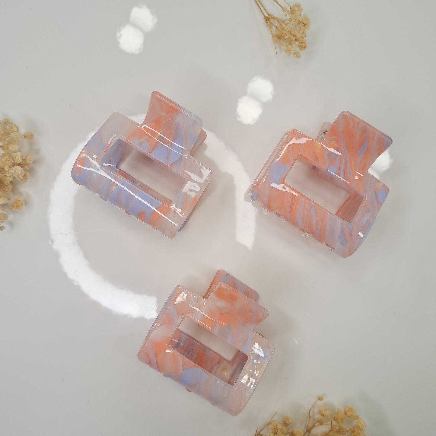 Haarclip "Sunset Marble" – Stylischer Pastell-Haarclip in Orange-Lila Marmoroptik