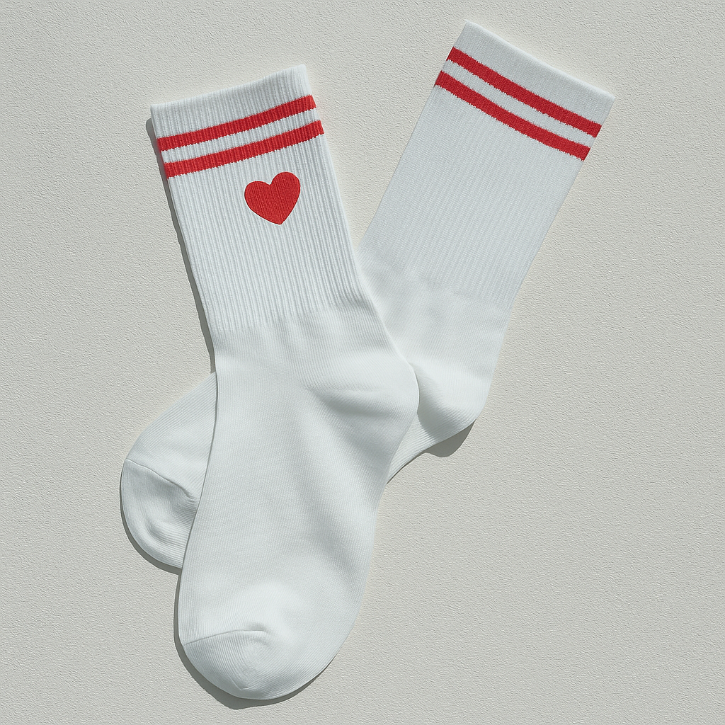 White Heart Crew Socks