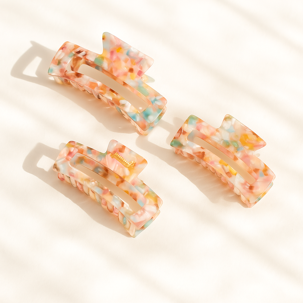 Bunte Haarspange für stilvolle Frisuren – farbenfrohes Accessoire für den Alltag und besondere Anlässe. Leicht, stabil und ein Hingucker für jedes Haarstyling.