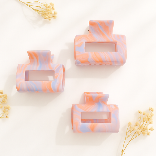 Haarclip "Sunset Marble" – Stylischer Pastell-Haarclip in Orange-Lila Marmoroptik