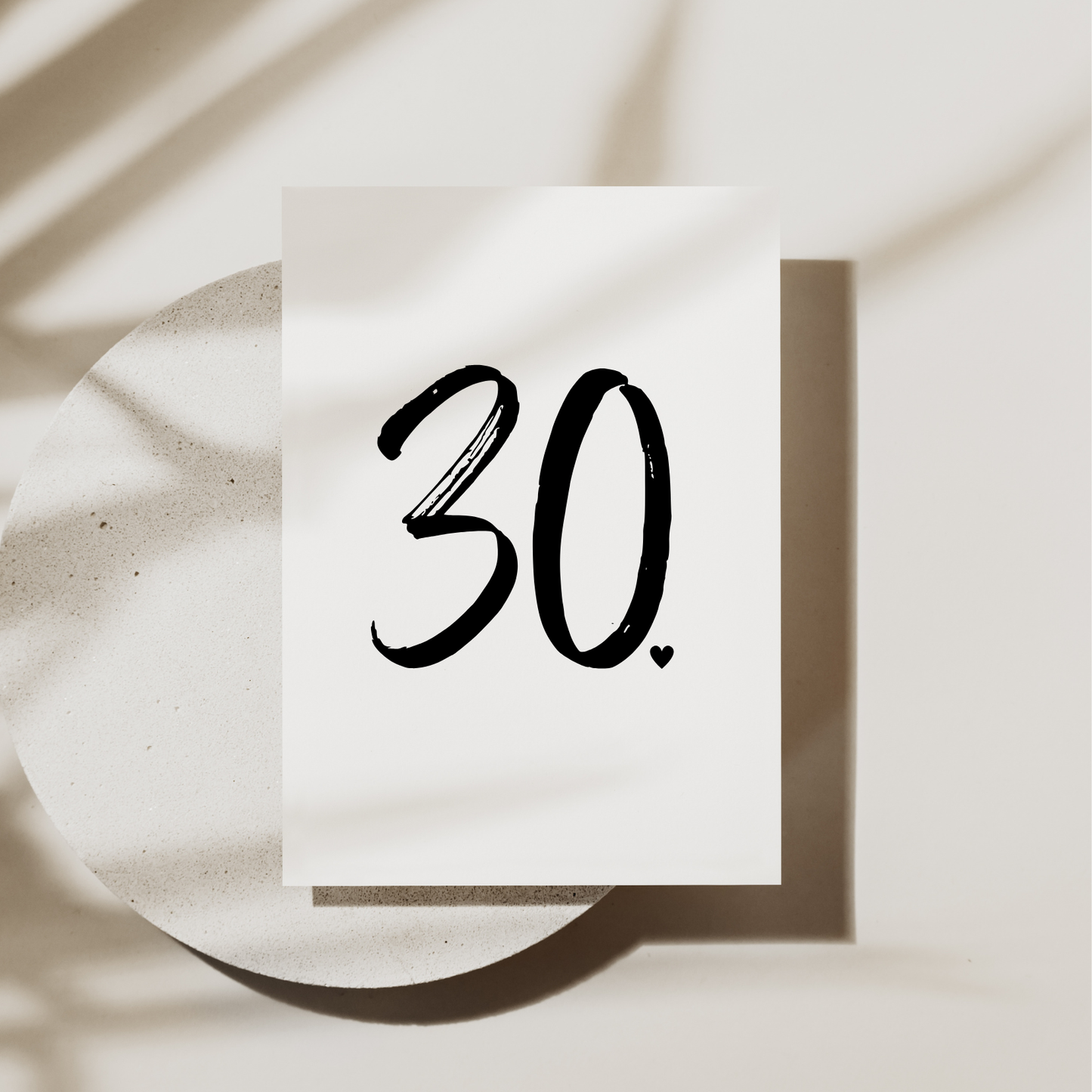 Minimalistische Geburtstagskarte zum 30. Geburtstag