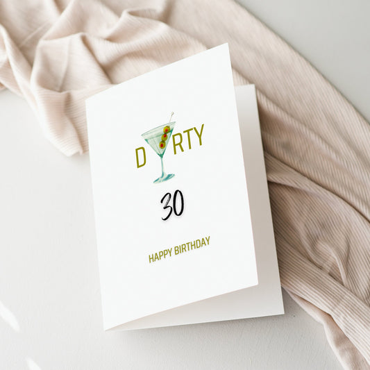 Geburtstagskarte „DIRTY 30“ – Martini Klappkarte