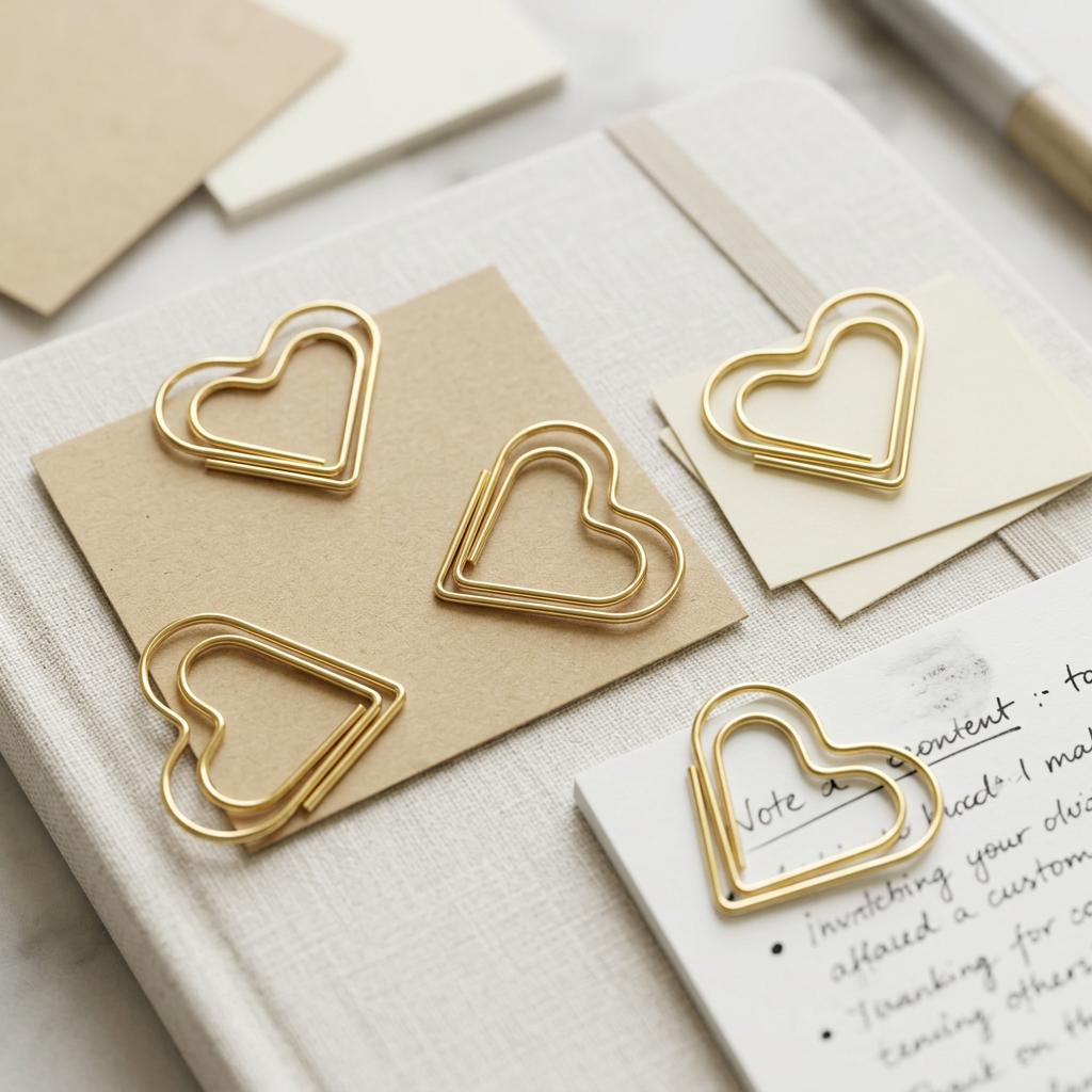 Heart Clips in Gold – dekorative Büroklammern für Journal & Planer