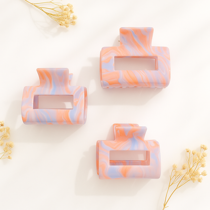 Haarclip "Sunset Marble" – Stylischer Pastell-Haarclip in Orange-Lila Marmoroptik