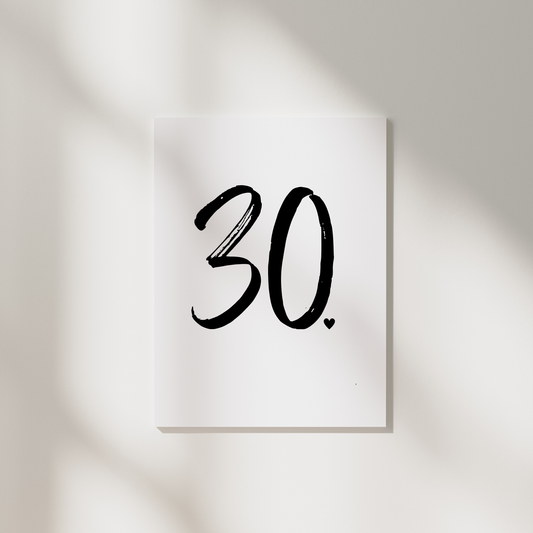 Minimalistische Geburtstagskarte zum 30. Geburtstag