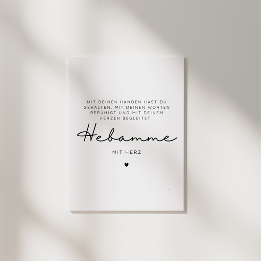 Postkarte Hebamme mit Herz