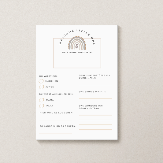 Ausfüllkarte „Welcome Little One“