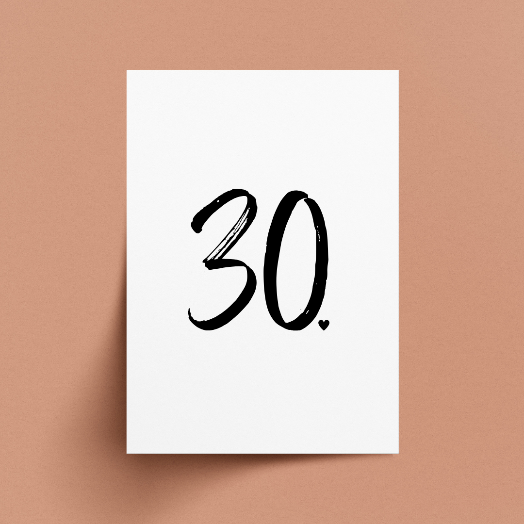 Minimalistische Geburtstagskarte zum 30. Geburtstag