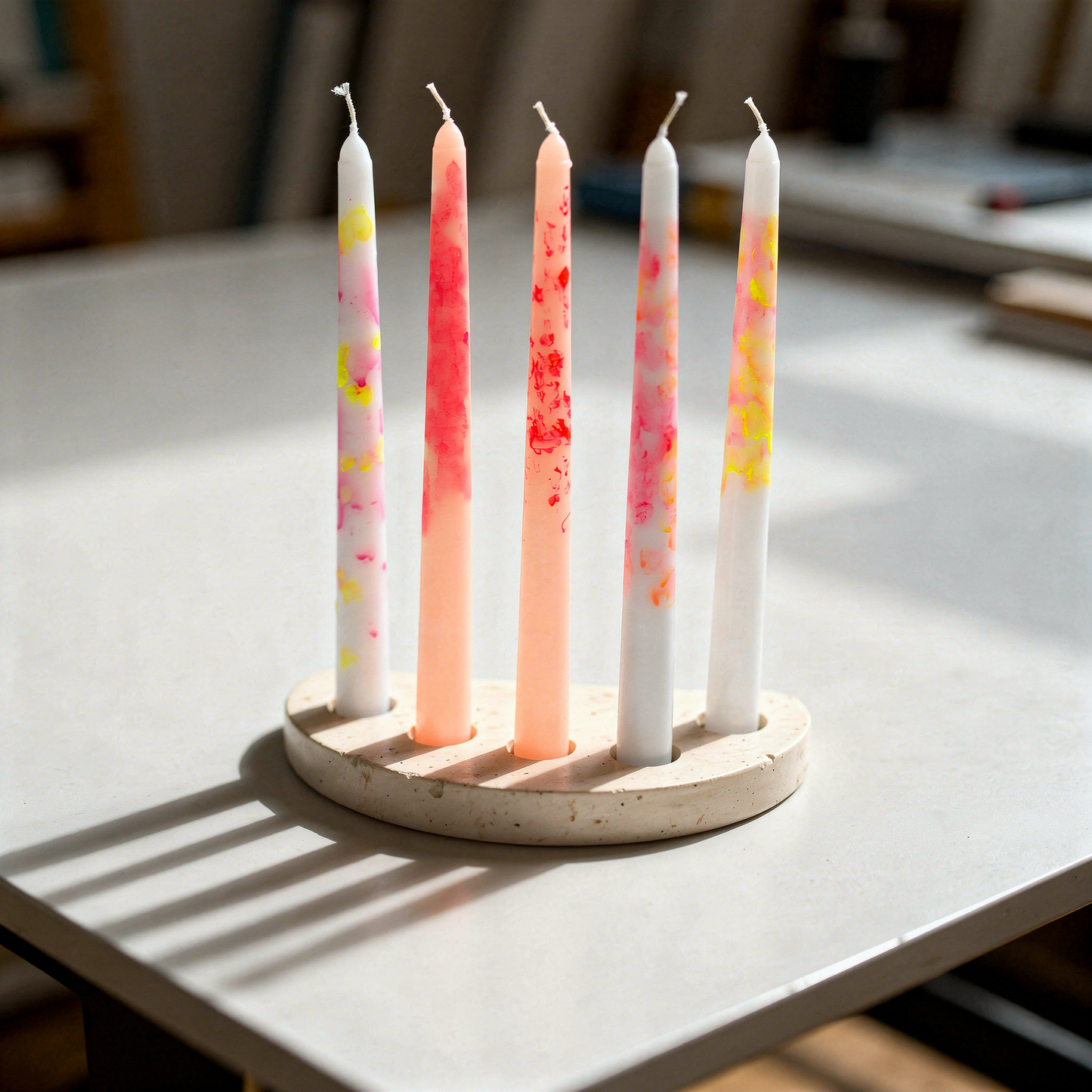Trendige Dip Dye Kerzen – Handbemalt, Bunt & Modern – Perfekt als Geschenk & Deko