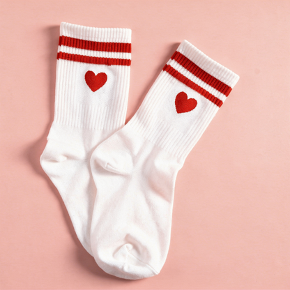 White Heart Crew Socks