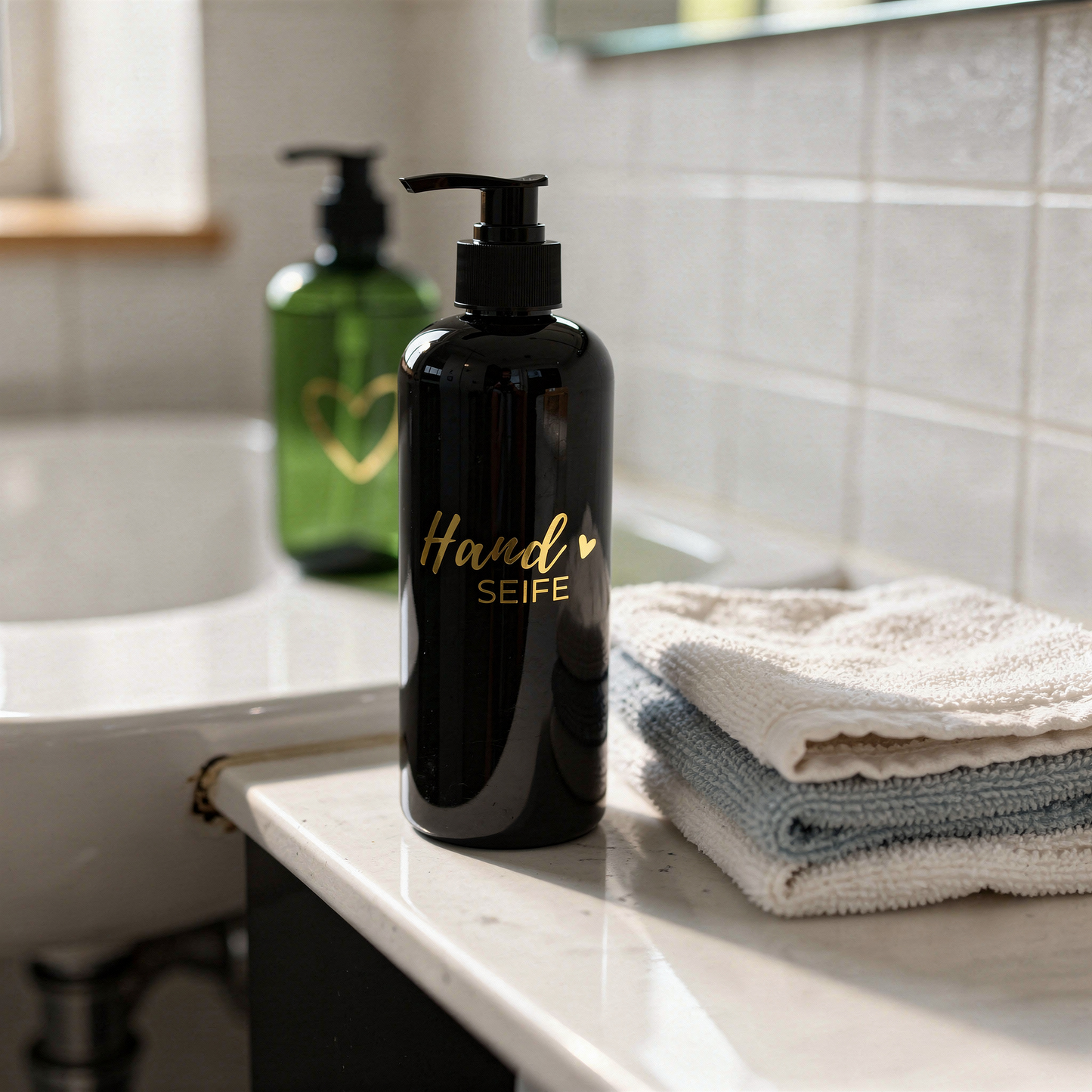 Stilvolle Seifenspender mit Etikett – Handseife elegant & modern präsentieren