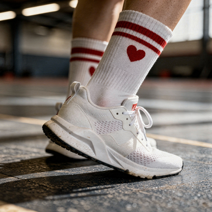 White Heart Crew Socks