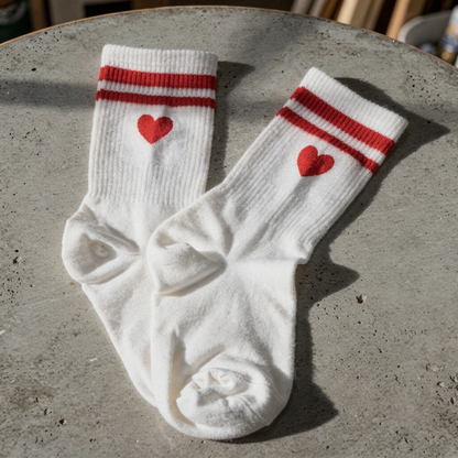 White Heart Crew Socks