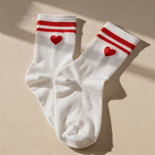White Heart Crew Socks