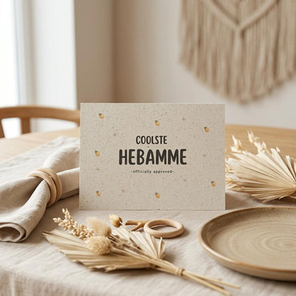 Coolste Hebamme Karte A6 aus Graspapier