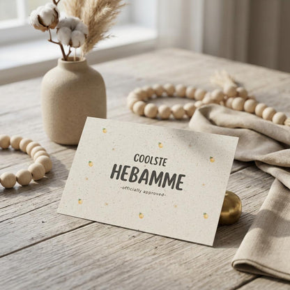 Coolste Hebamme Karte A6 aus Graspapier