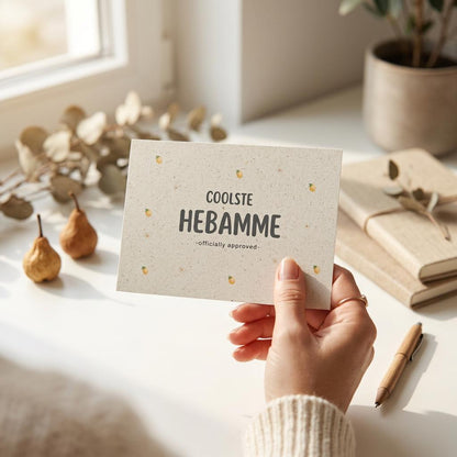 Coolste Hebamme Karte A6 aus Graspapier