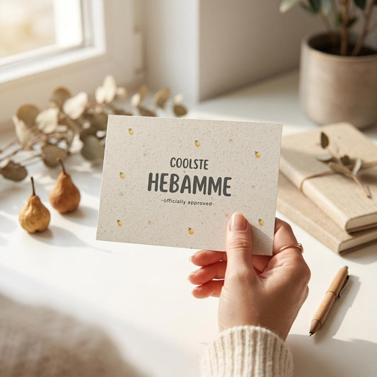 Coolste Hebamme Karte A6 aus Graspapier