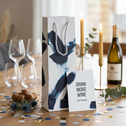 Weintasche mit Geburtstagskarte "Drink More Wine“