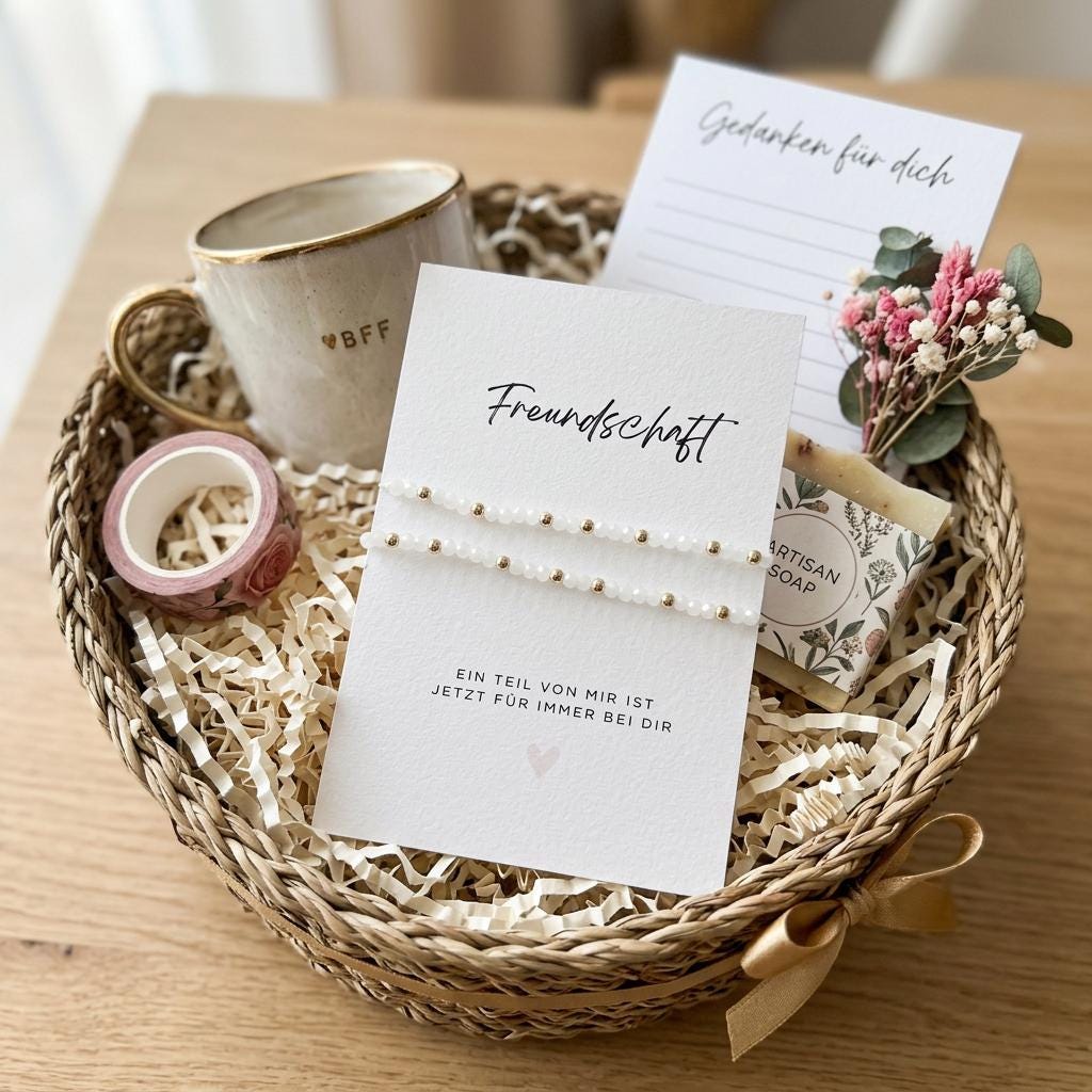Geschenk für die beste Freundin – 2 Freundschaftsarmbänder mit Karte