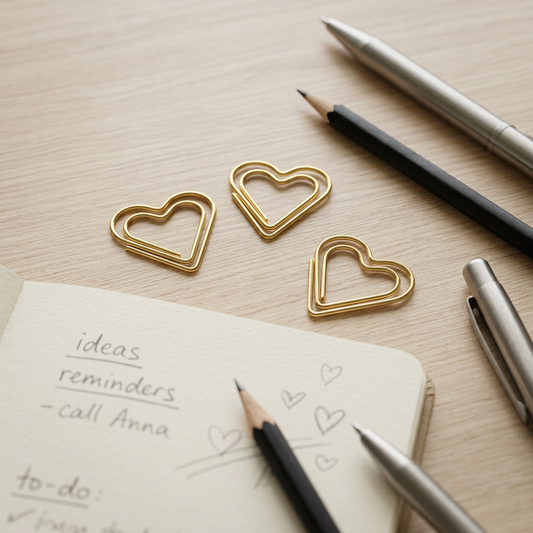 Heart Clips in Gold – dekorative Büroklammern für Journal & Planer