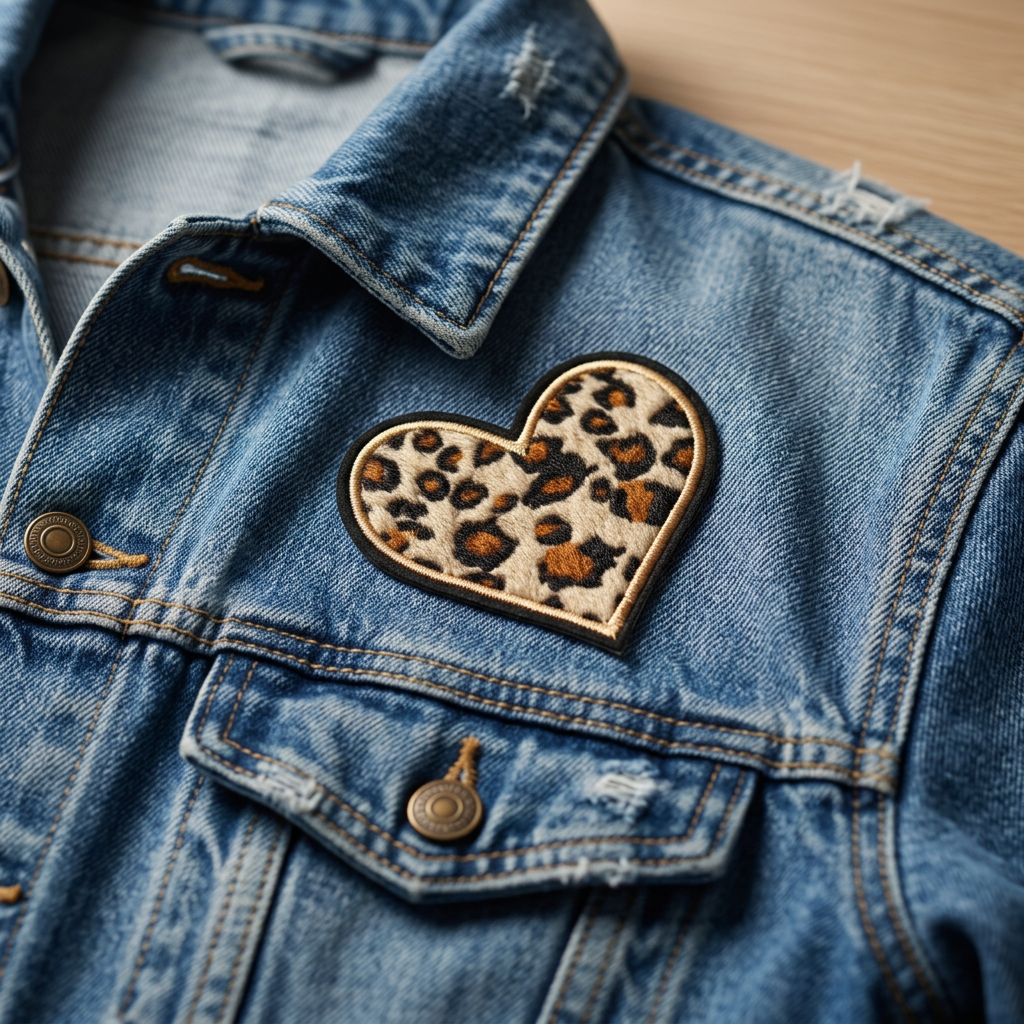 Herz Patch Leopardenmuster