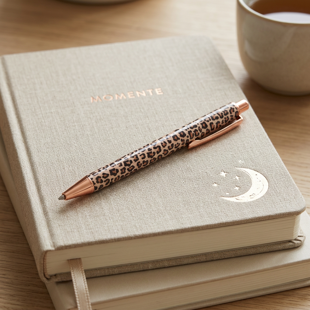 Leoparden-Kugelschreiber mit Roségold – stilvoller Stift für Journaling & Budgeting