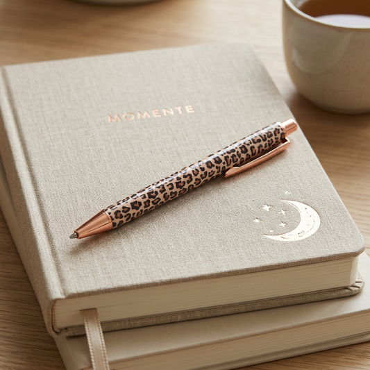 Leoparden-Kugelschreiber mit Roségold – stilvoller Stift für Journaling & Budgeting