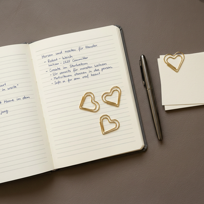 Heart Clips in Gold – dekorative Büroklammern für Journal & Planer